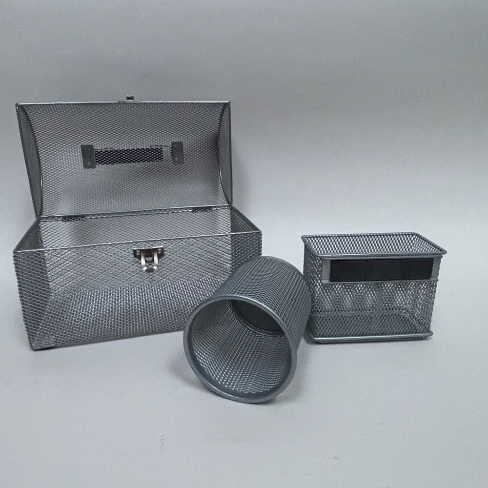 Silver Mesh Desk Storage Containers - Picture 9 of 11
